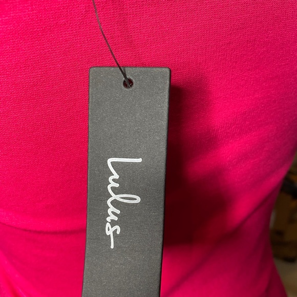 Lulu’s Down to Party Hot Pink One-Shoulder Cutout Bodycon Mini Dress XS - Picture 9 of 10